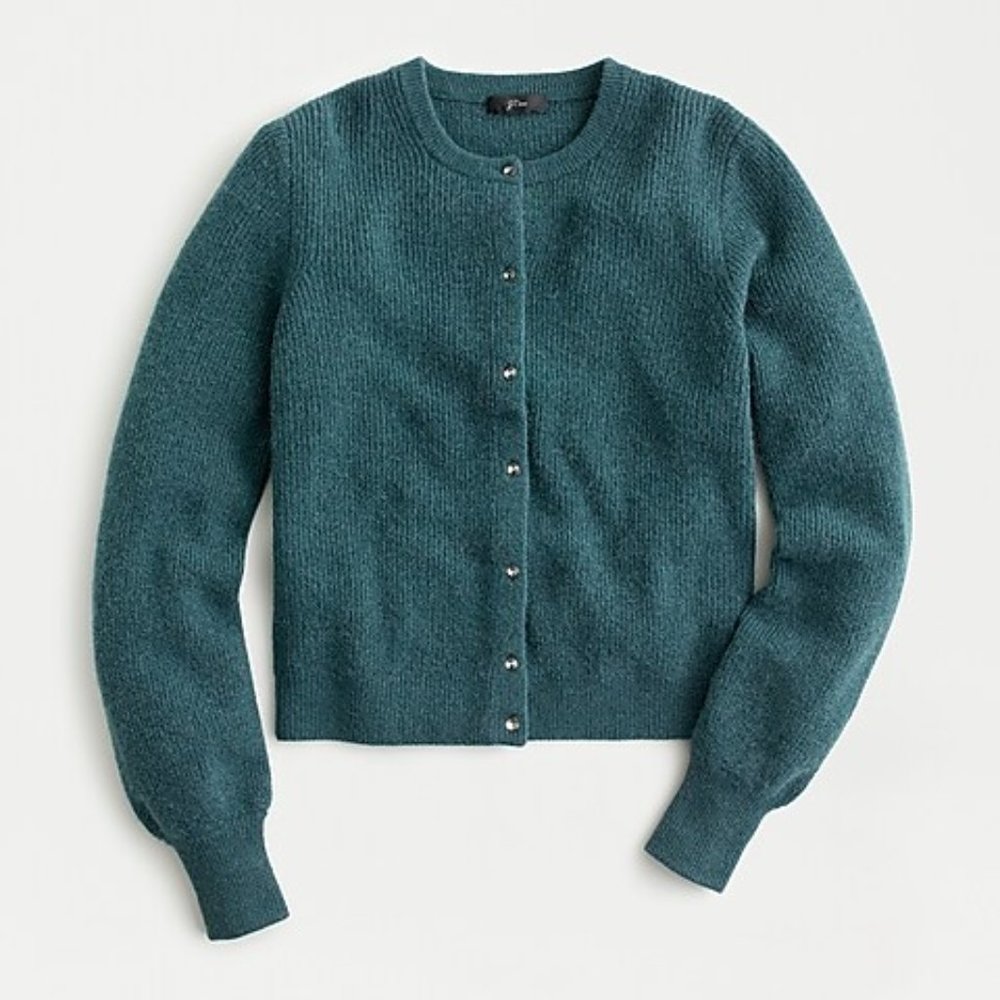 J.Crew Ribbed Cardigan with Jeweled Buttons